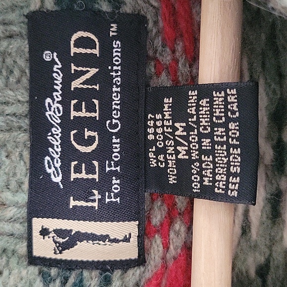 Vintage Eddie Bauer Fair Isle Wool Sweater Medium - Picture 3 of 4